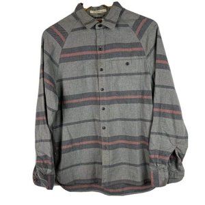 Levis Mens Small Long Sleeve Button Front Western Flannel Shirt Gray Striped